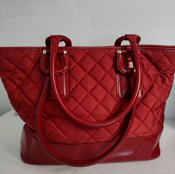 Burberry Red Shoulder Bag Quilted Large Grande Tote Bag Made In Italy Authentic - Picture 9 of 16